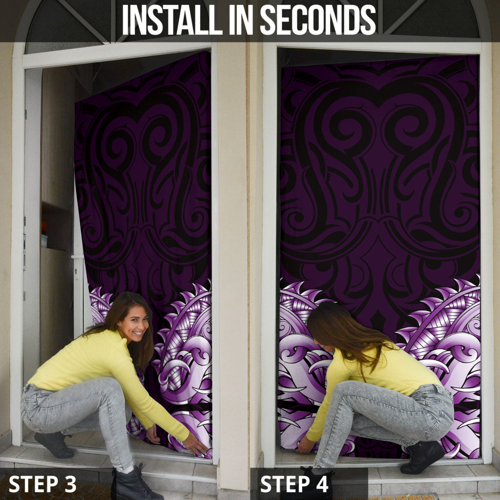 New Zealand Ta Moko Door Cover Aotearoa Maori Chest Tattoo Purple