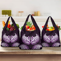 New Zealand Ta Moko Grocery Bag Aotearoa Maori Chest Tattoo Purple