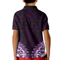New Zealand Ta Moko Kid Polo Shirt Aotearoa Maori Chest Tattoo Purple
