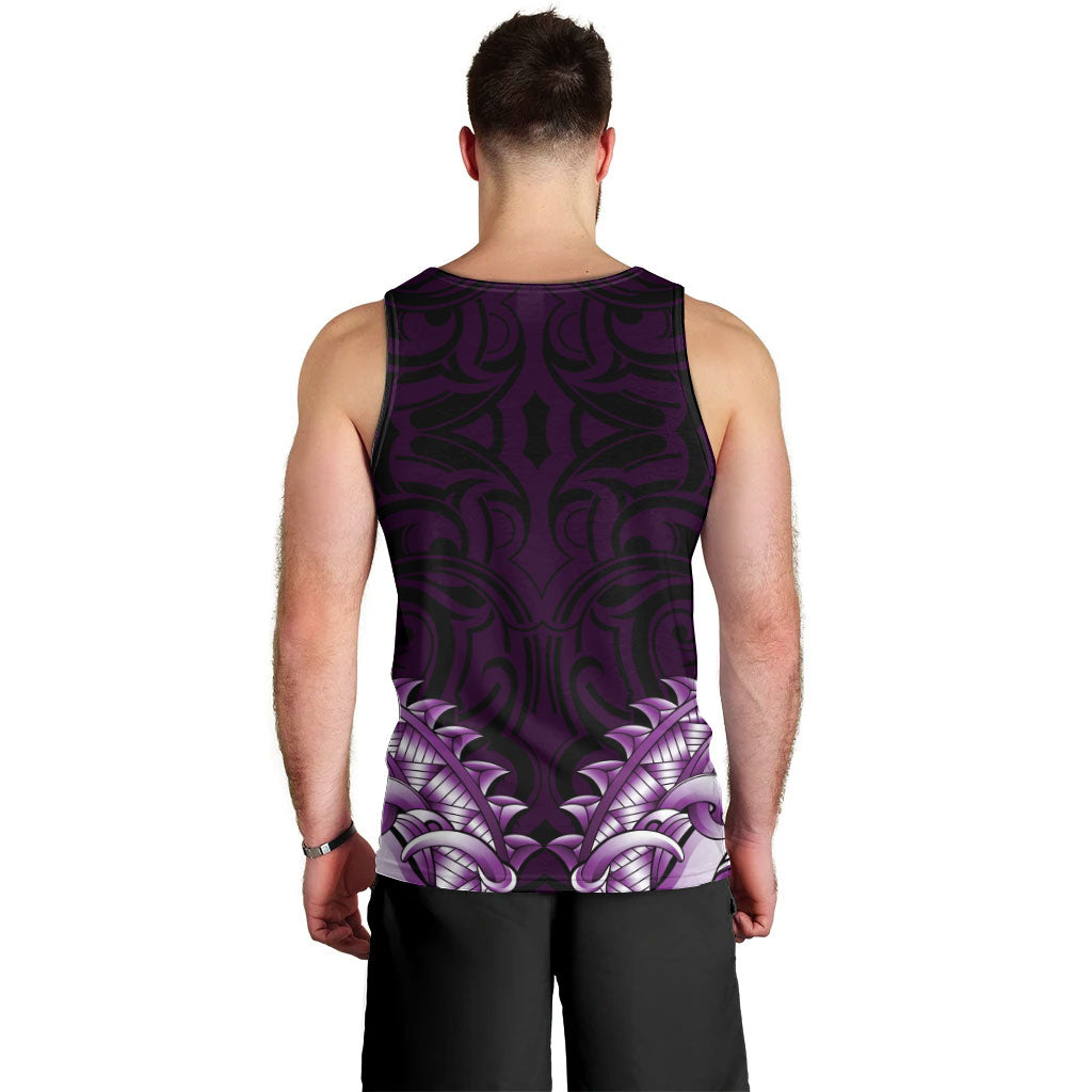New Zealand Ta Moko Men Tank Top Aotearoa Maori Chest Tattoo Purple