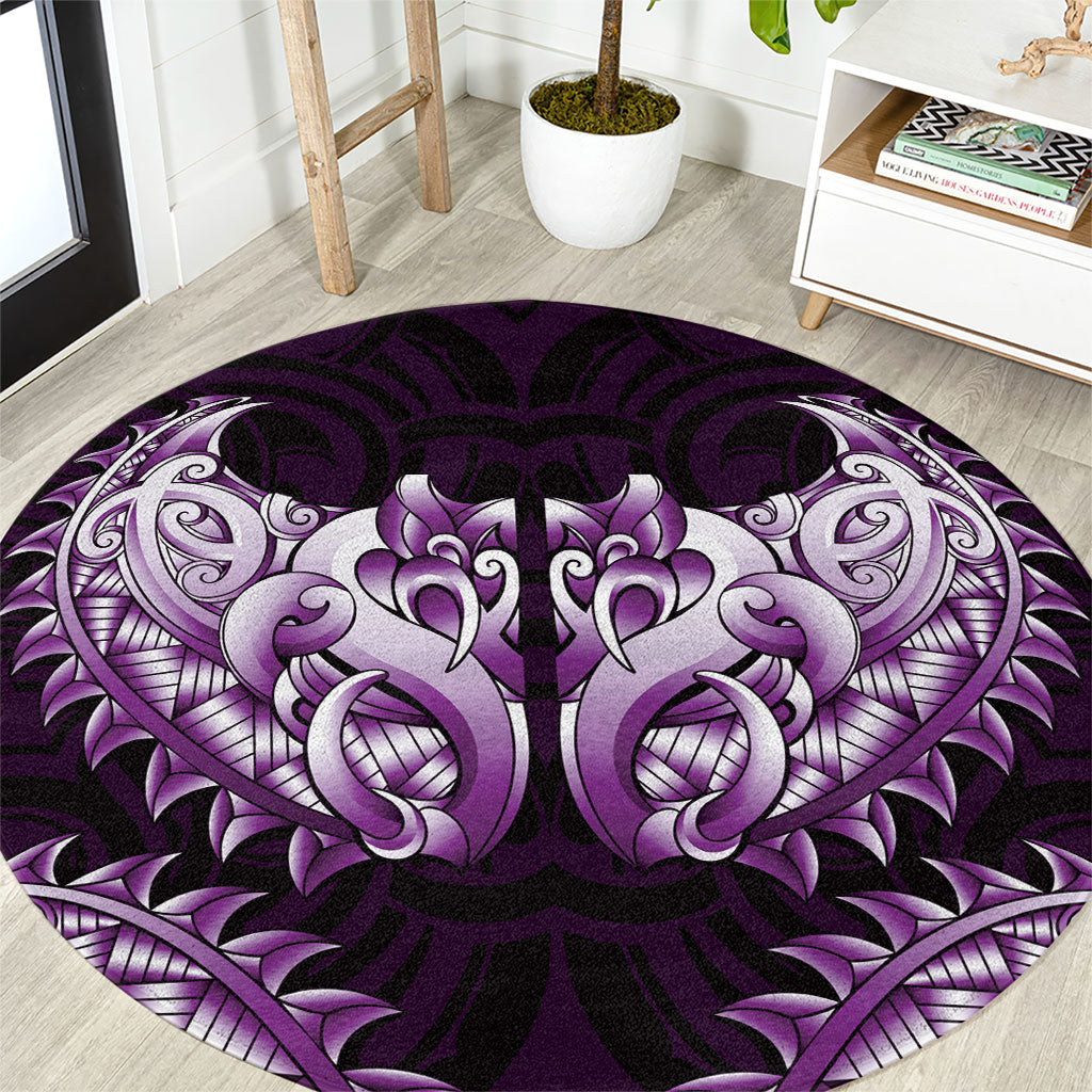 New Zealand Ta Moko Round Carpet Aotearoa Maori Chest Tattoo Purple