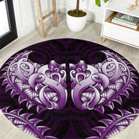 New Zealand Ta Moko Round Carpet Aotearoa Maori Chest Tattoo Purple