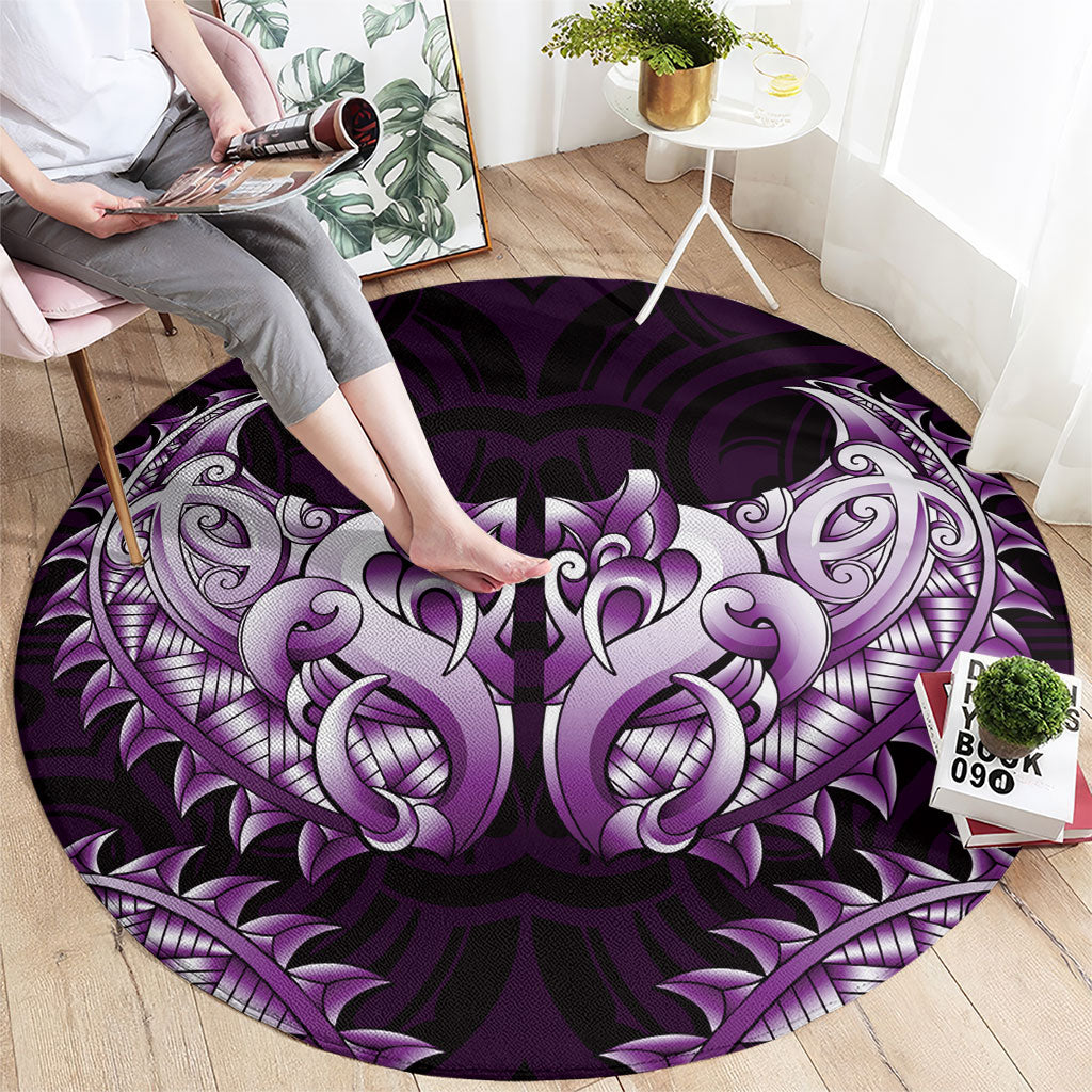 New Zealand Ta Moko Round Carpet Aotearoa Maori Chest Tattoo Purple