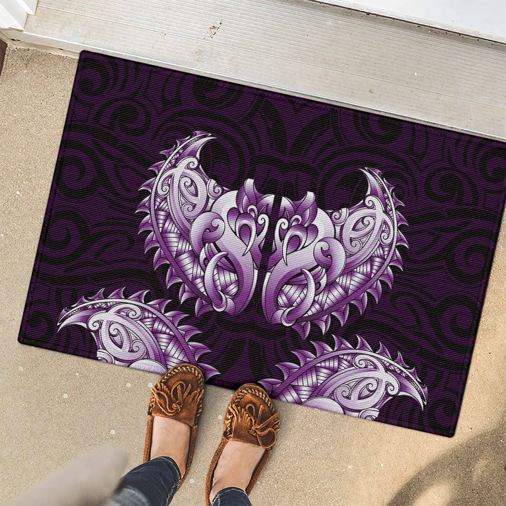New Zealand Ta Moko Rubber Doormat Aotearoa Maori Chest Tattoo Purple