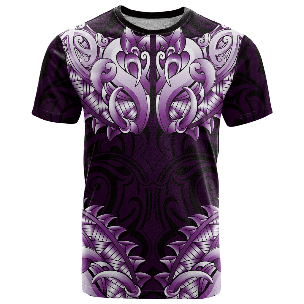 New Zealand Ta Moko T Shirt Aotearoa Maori Chest Tattoo Purple