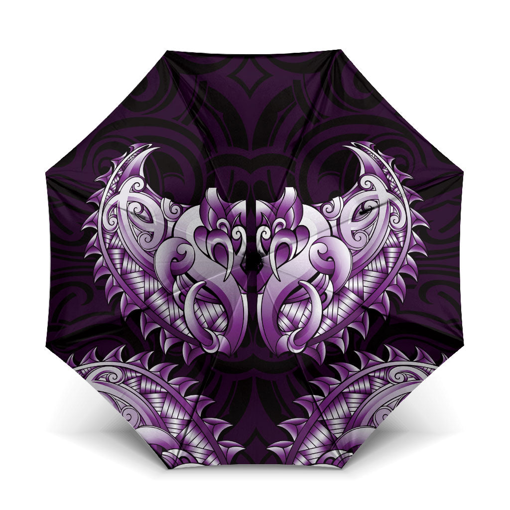 New Zealand Ta Moko Umbrella Aotearoa Maori Chest Tattoo Purple LT14 One Size Folded 11.42 inch Opened Diameter 37.4 inch Purple - Polynesian Pride