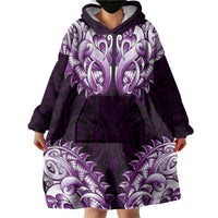 New Zealand Ta Moko Wearable Blanket Hoodie Aotearoa Maori Chest Tattoo Purple