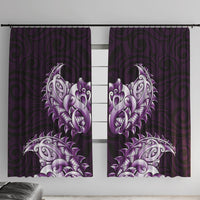 New Zealand Ta Moko Window Curtain Aotearoa Maori Chest Tattoo Purple