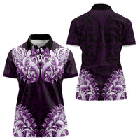 New Zealand Ta Moko Women Polo Shirt Aotearoa Maori Chest Tattoo Purple