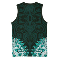 New Zealand Ta Moko Basketball Jersey Aotearoa Maori Chest Tattoo Turquoise