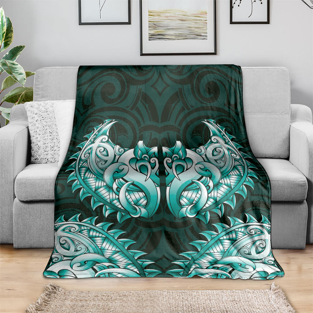 New Zealand Ta Moko Blanket Aotearoa Maori Chest Tattoo Turquoise