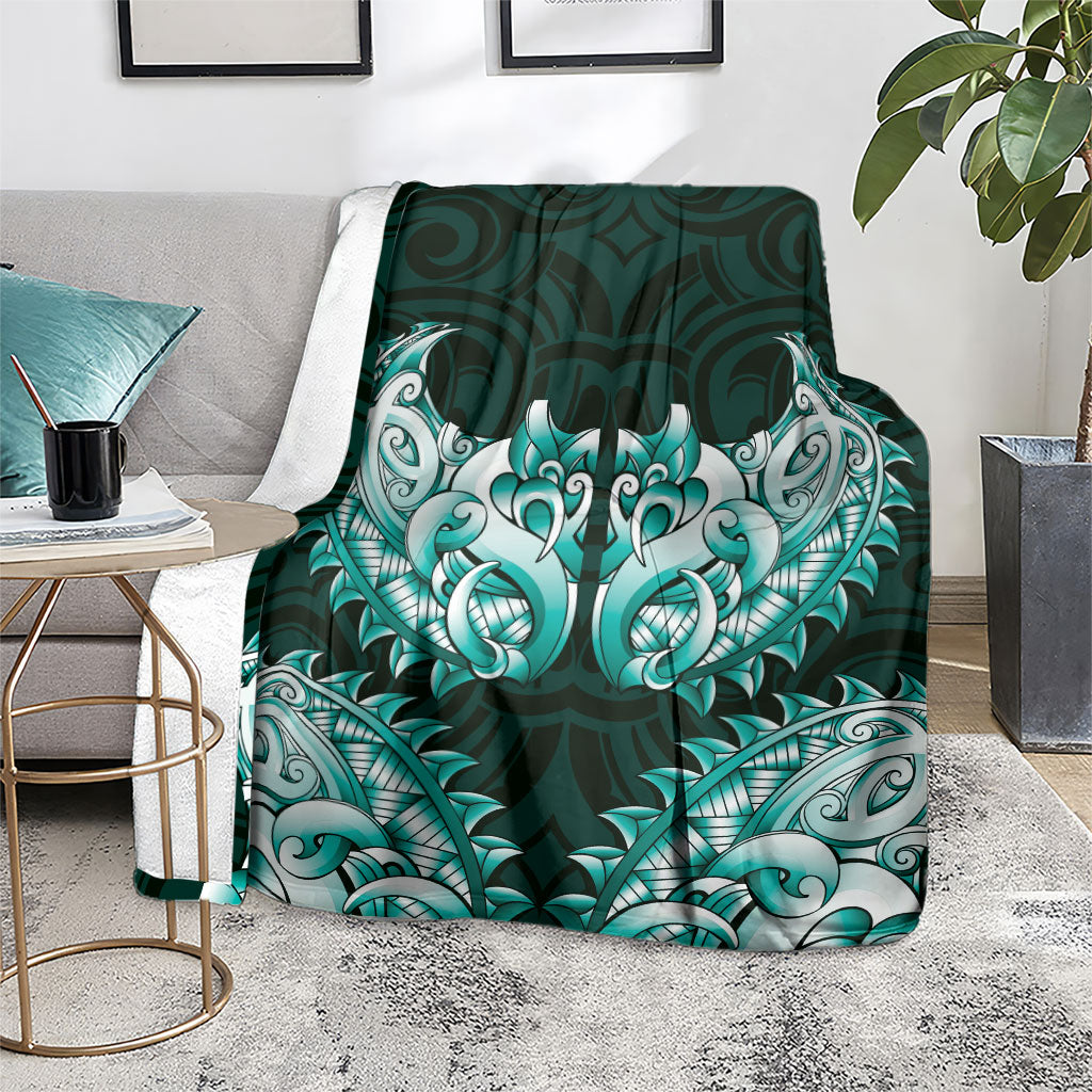 New Zealand Ta Moko Blanket Aotearoa Maori Chest Tattoo Turquoise