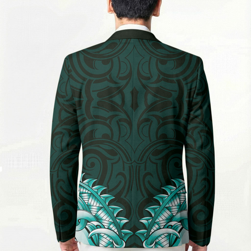 New Zealand Ta Moko Blazer Aotearoa Maori Chest Tattoo Turquoise