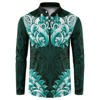 New Zealand Ta Moko Button Sweatshirt Aotearoa Maori Chest Tattoo Turquoise