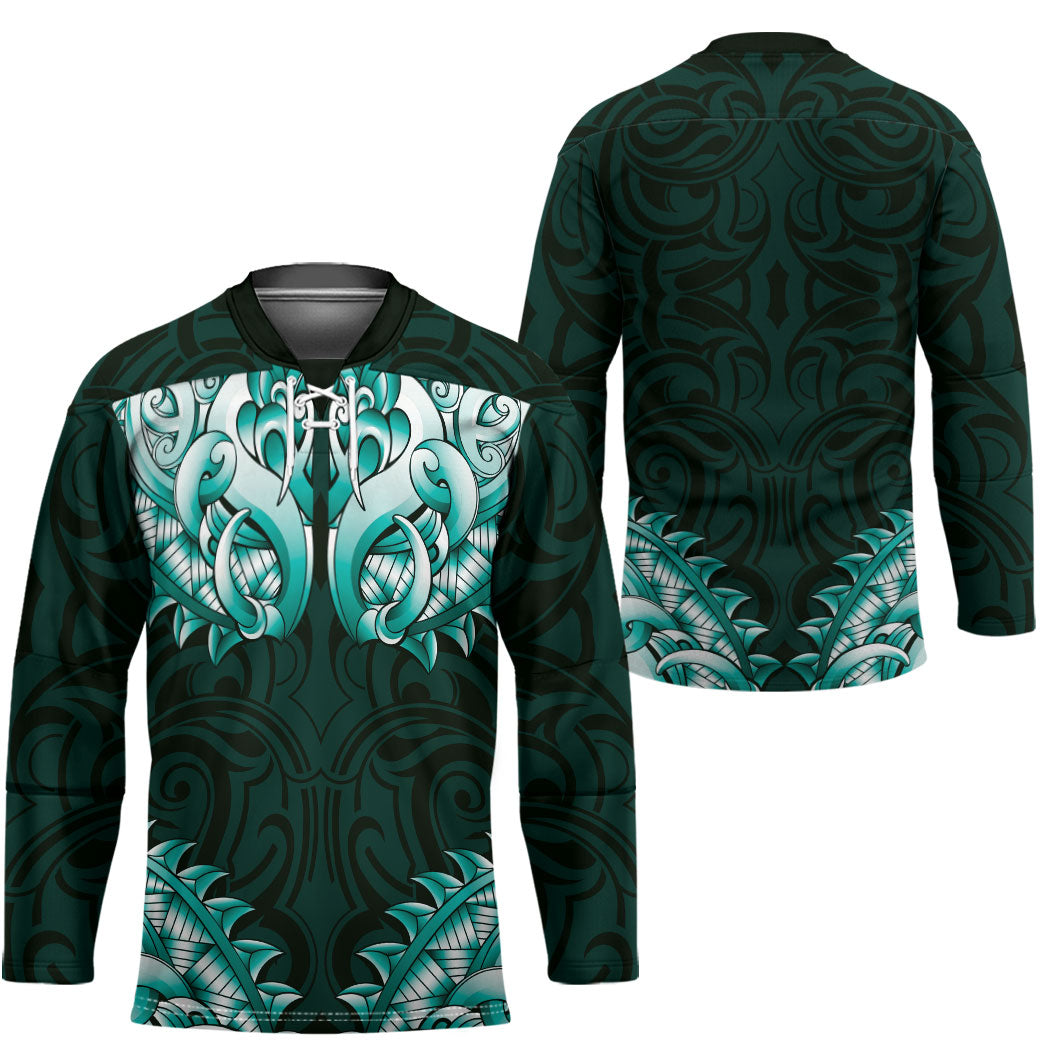 New Zealand Ta Moko Hockey Jersey Aotearoa Maori Chest Tattoo Turquoise
