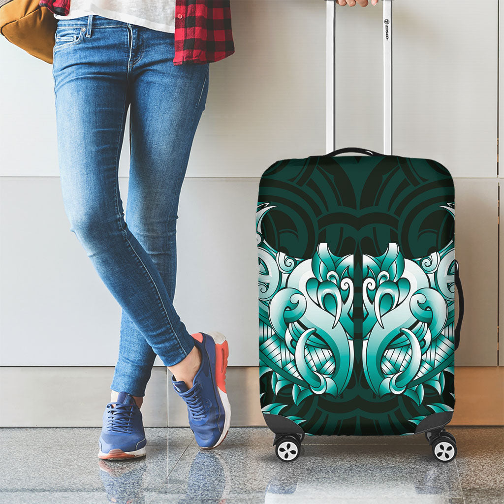 New Zealand Ta Moko Luggage Cover Aotearoa Maori Chest Tattoo Turquoise