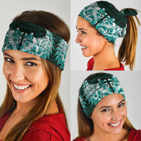 New Zealand Ta Moko Neck Gaiter Aotearoa Maori Chest Tattoo Turquoise