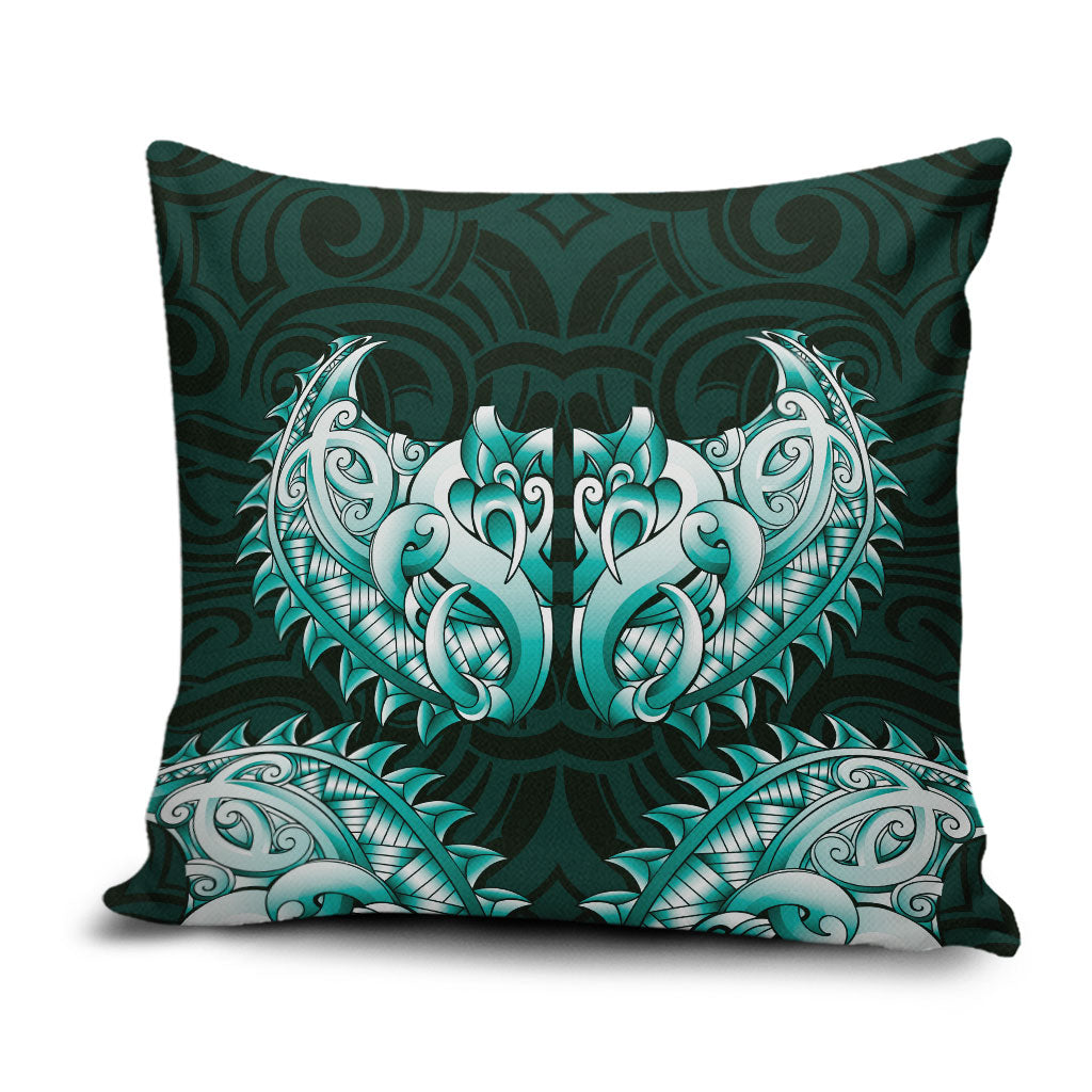 New Zealand Ta Moko Pillow Cover Aotearoa Maori Chest Tattoo Turquoise LT14 Turquoise - Polynesian Pride