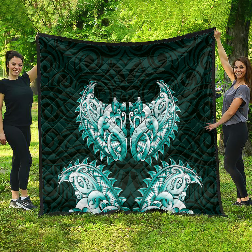 New Zealand Ta Moko Quilt Aotearoa Maori Chest Tattoo Turquoise