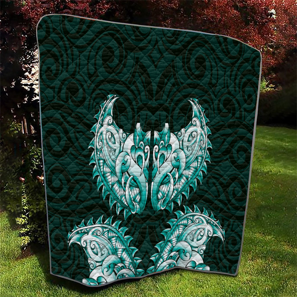 New Zealand Ta Moko Quilt Aotearoa Maori Chest Tattoo Turquoise