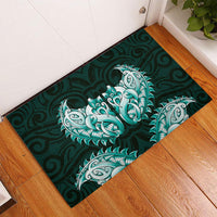 New Zealand Ta Moko Rubber Doormat Aotearoa Maori Chest Tattoo Turquoise