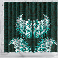 New Zealand Ta Moko Shower Curtain Aotearoa Maori Chest Tattoo Turquoise