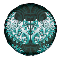 New Zealand Ta Moko Spare Tire Cover Aotearoa Maori Chest Tattoo Turquoise