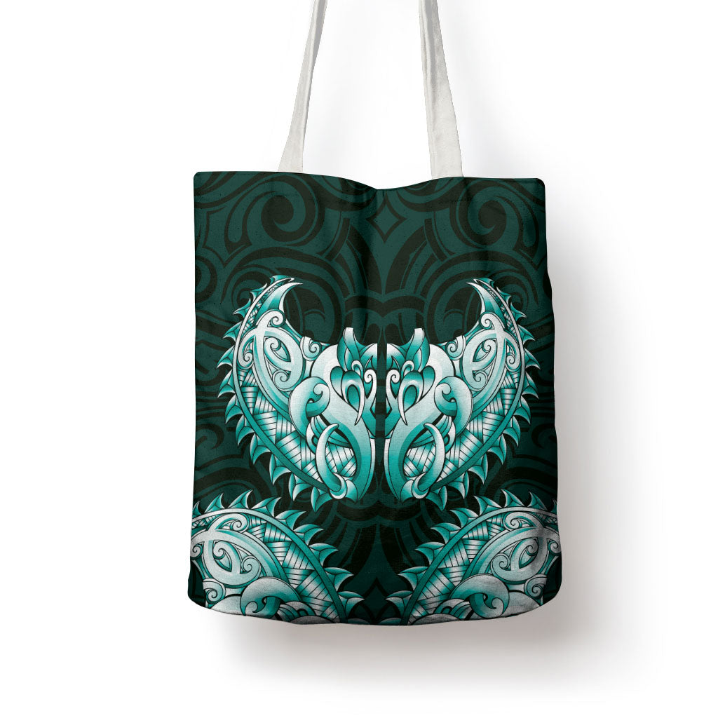 New Zealand Ta Moko Tote Bag Aotearoa Maori Chest Tattoo Turquoise