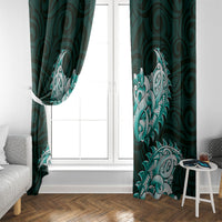 New Zealand Ta Moko Window Curtain Aotearoa Maori Chest Tattoo Turquoise
