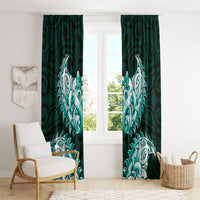 New Zealand Ta Moko Window Curtain Aotearoa Maori Chest Tattoo Turquoise