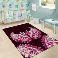 New Zealand Ta Moko Area Rug Aotearoa Maori Chest Tattoo Pink
