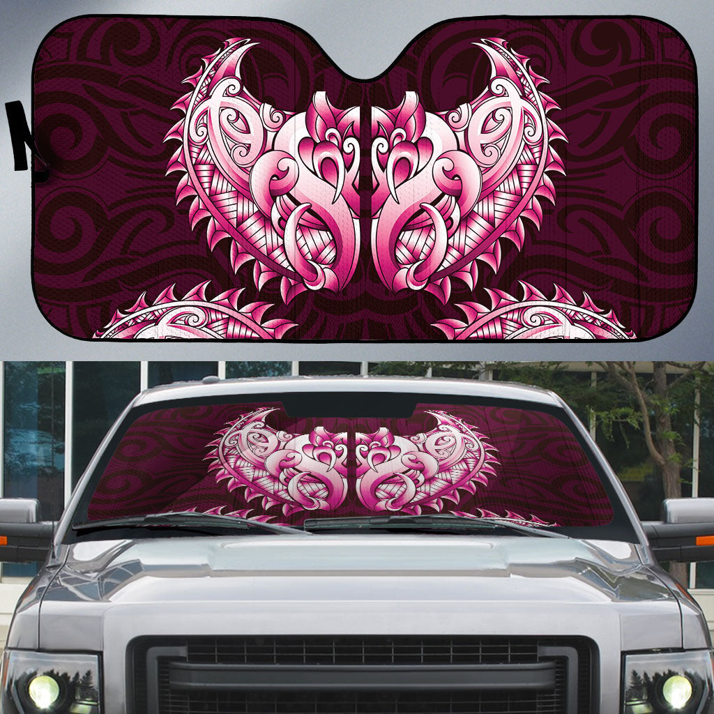 New Zealand Ta Moko Auto Sun Shade Aotearoa Maori Chest Tattoo Pink