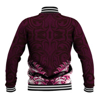 New Zealand Ta Moko Baseball Jacket Aotearoa Maori Chest Tattoo Pink