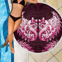 New Zealand Ta Moko Beach Blanket Aotearoa Maori Chest Tattoo Pink