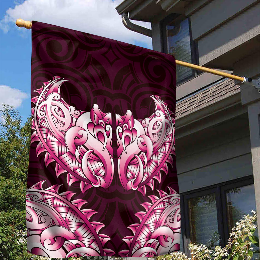 New Zealand Ta Moko Garden Flag Aotearoa Maori Chest Tattoo Pink