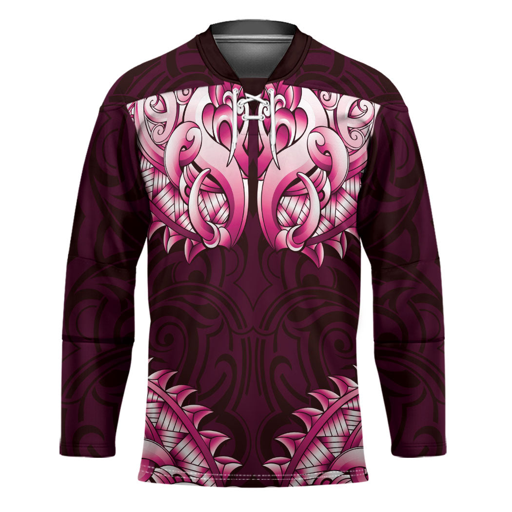 New Zealand Ta Moko Hockey Jersey Aotearoa Maori Chest Tattoo Pink LT14 Unisex Pink - Polynesian Pride
