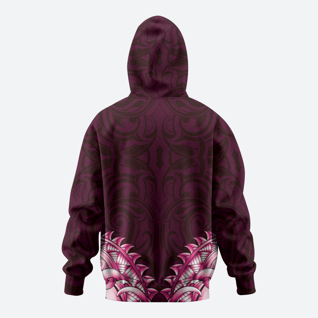 New Zealand Ta Moko Hoodie Aotearoa Maori Chest Tattoo Pink