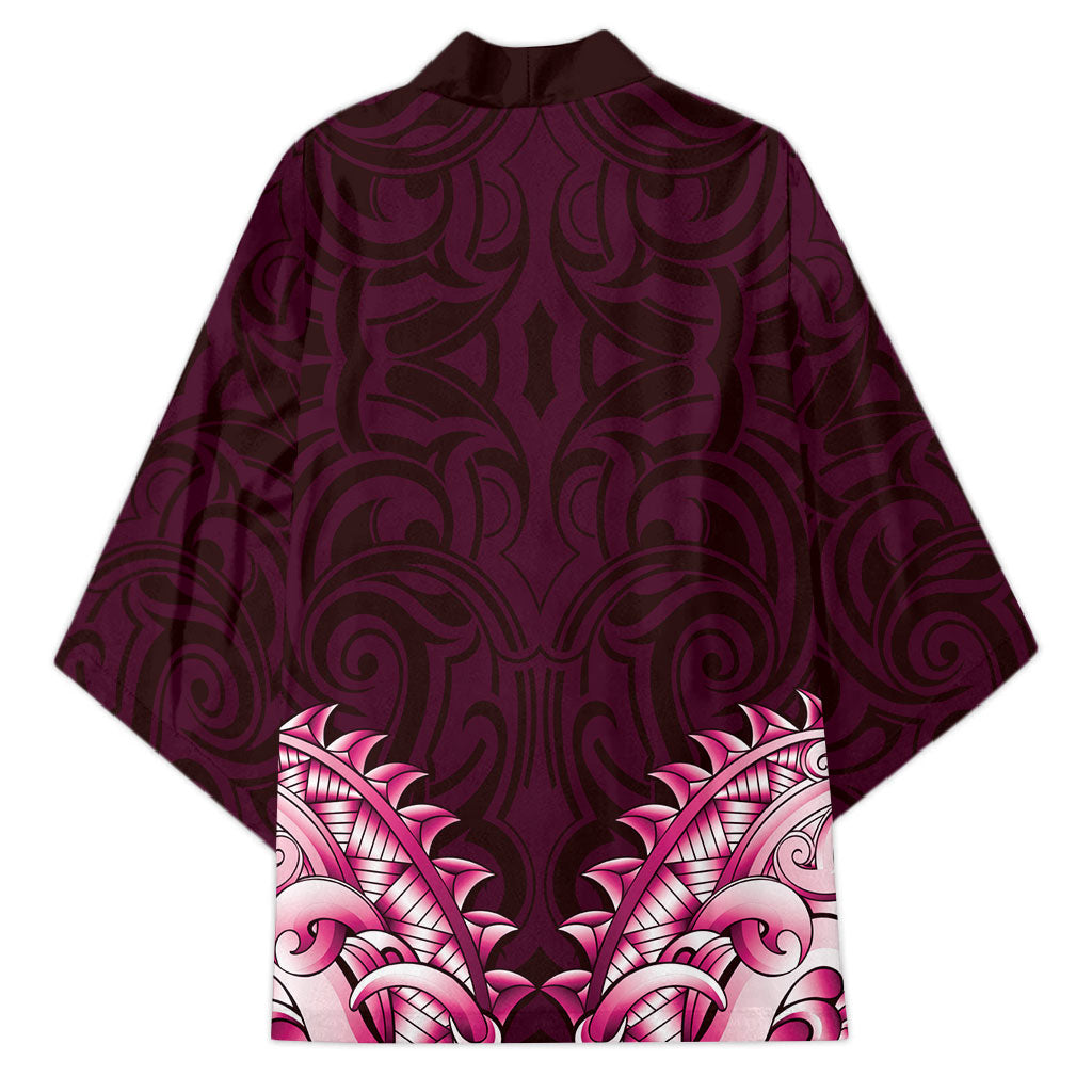 New Zealand Ta Moko Kimono Aotearoa Maori Chest Tattoo Pink