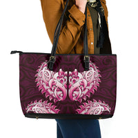 New Zealand Ta Moko Leather Tote Bag Aotearoa Maori Chest Tattoo Pink