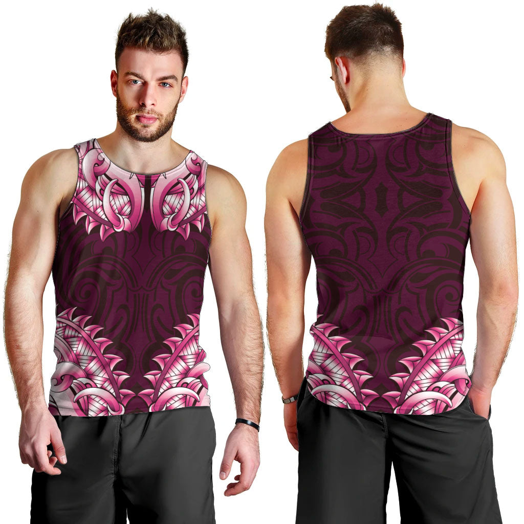 New Zealand Ta Moko Men Tank Top Aotearoa Maori Chest Tattoo Pink