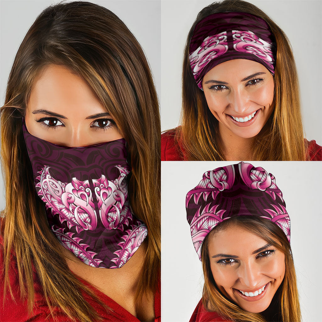 New Zealand Ta Moko Neck Gaiter Aotearoa Maori Chest Tattoo Pink