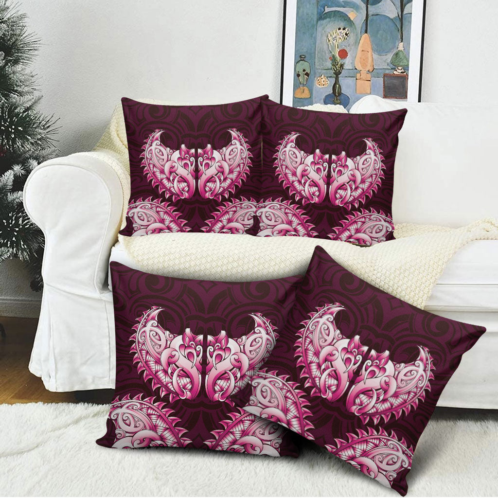 New Zealand Ta Moko Pillow Cover Aotearoa Maori Chest Tattoo Pink