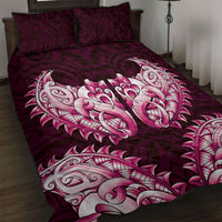 New Zealand Ta Moko Quilt Bed Set Aotearoa Maori Chest Tattoo Pink