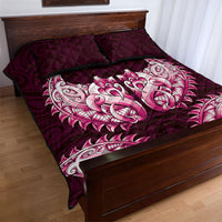 New Zealand Ta Moko Quilt Bed Set Aotearoa Maori Chest Tattoo Pink