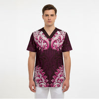 New Zealand Ta Moko Scrub Top Aotearoa Maori Chest Tattoo Pink