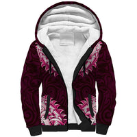 New Zealand Ta Moko Sherpa Hoodie Aotearoa Maori Chest Tattoo Pink