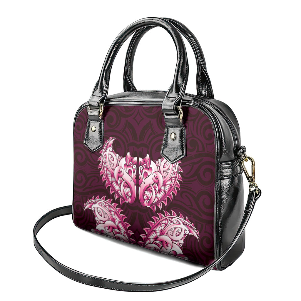 New Zealand Ta Moko Shoulder Handbag Aotearoa Maori Chest Tattoo Pink