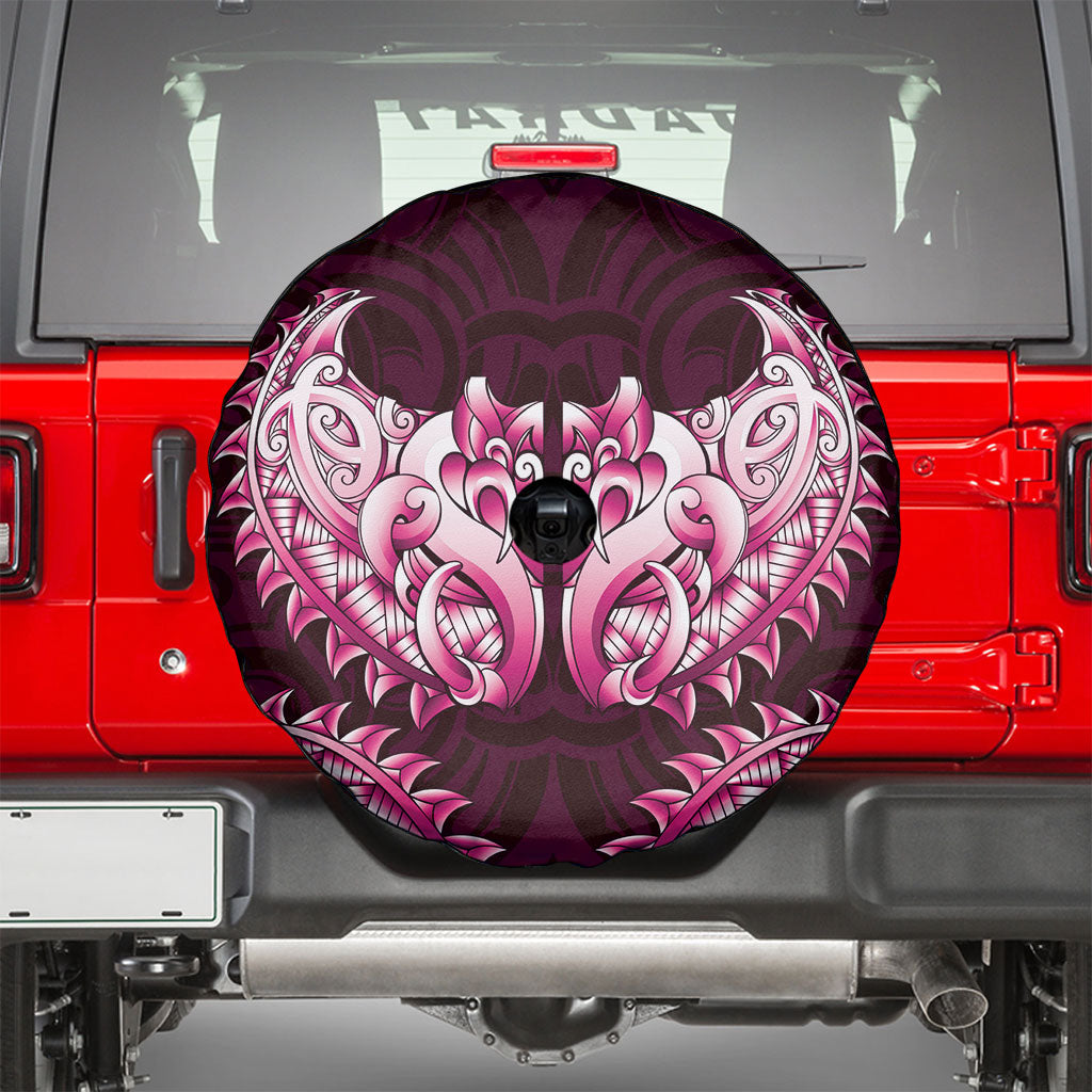 New Zealand Ta Moko Spare Tire Cover Aotearoa Maori Chest Tattoo Pink