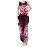 New Zealand Ta Moko Tank Maxi Dress Aotearoa Maori Chest Tattoo Pink