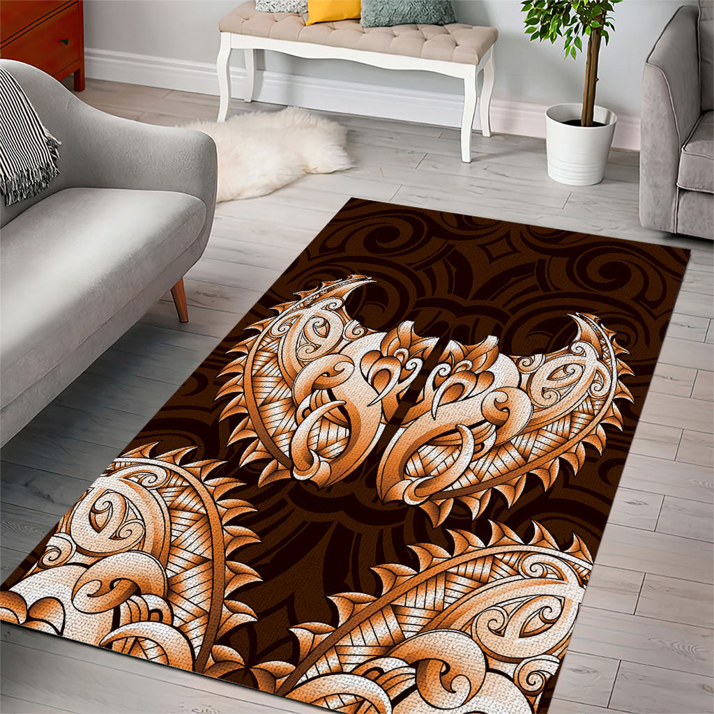 New Zealand Ta Moko Area Rug Aotearoa Maori Chest Tattoo Orange